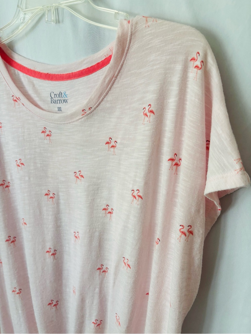 Croft & Barrow Flamingo Twist Front Tee XXL